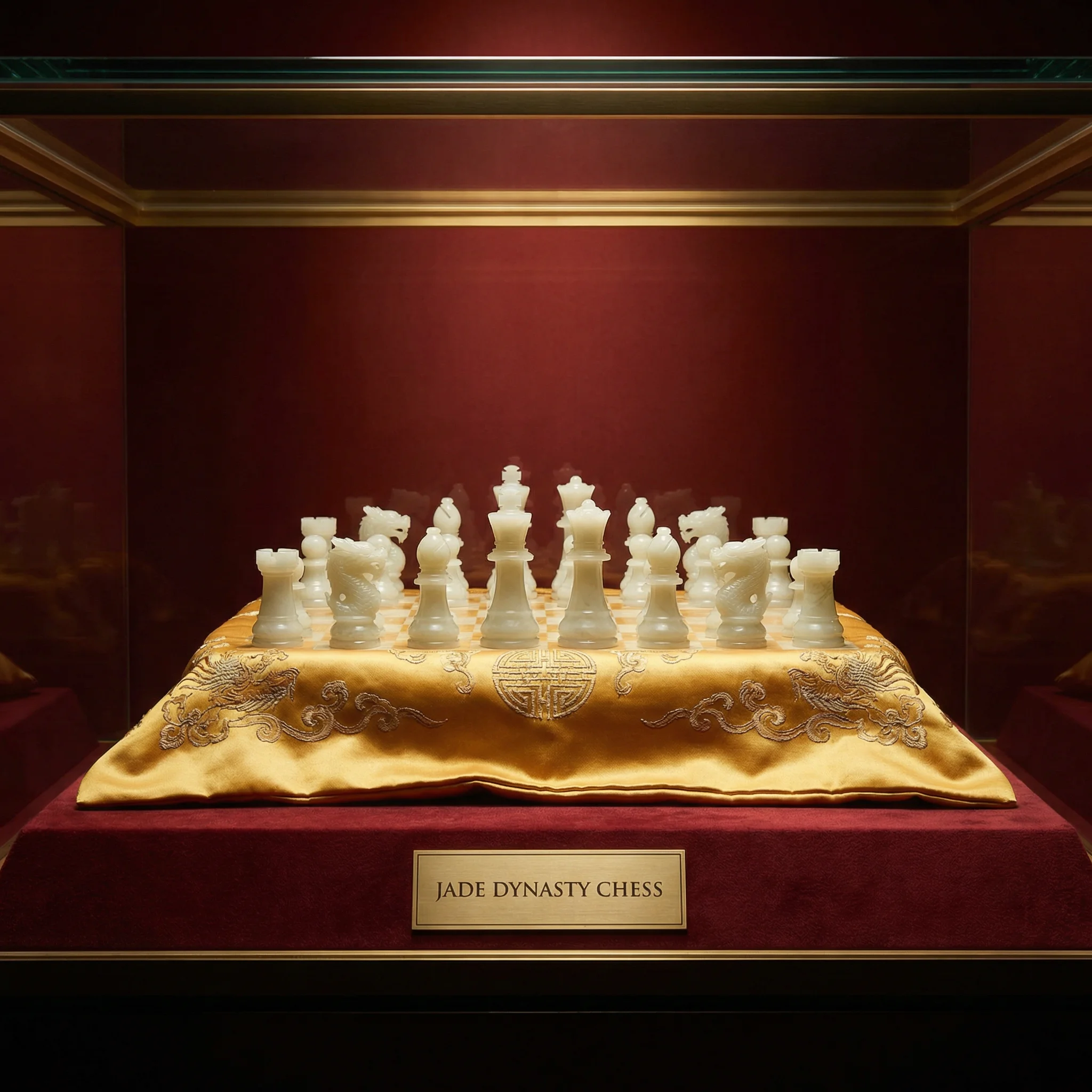 和田玉雕琢的宫廷棋盘，展示精美的 慕星棋牌